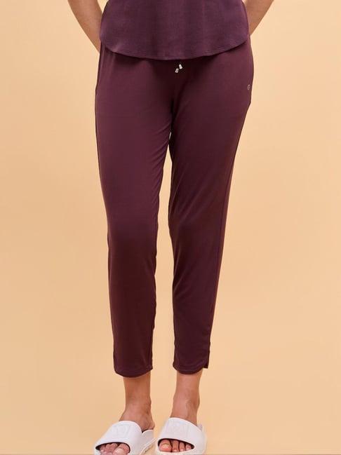 enamor brown plain lounge track pants