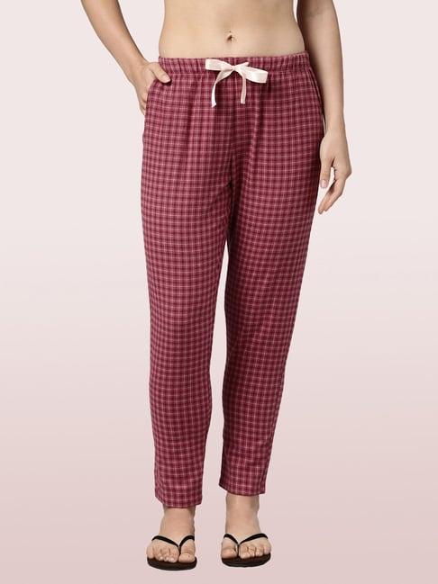 enamor burgundy checks pyjamas