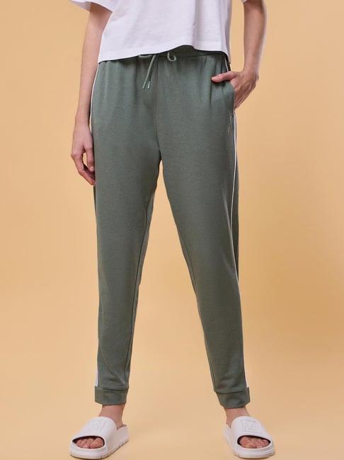 enamor dull forest green striped lounge joggers