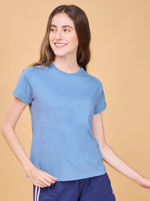 enamor elemental blue round neck lounge t-shirt