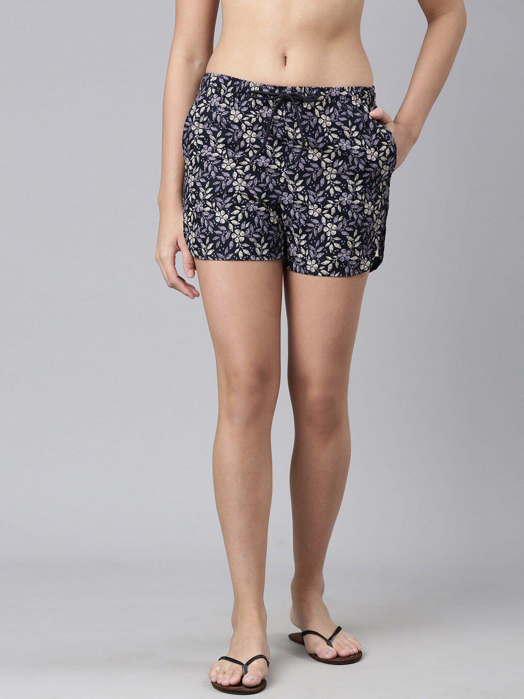 enamor floral printed cotton shorts