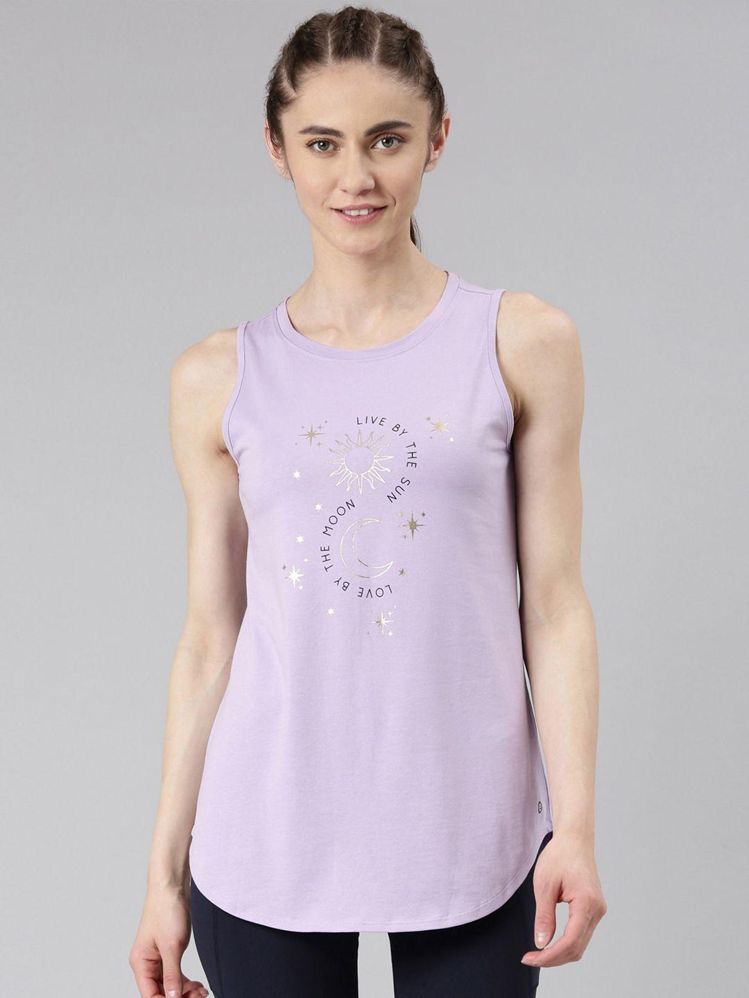 enamor graphic print antimicrobial longline active cotton tank top