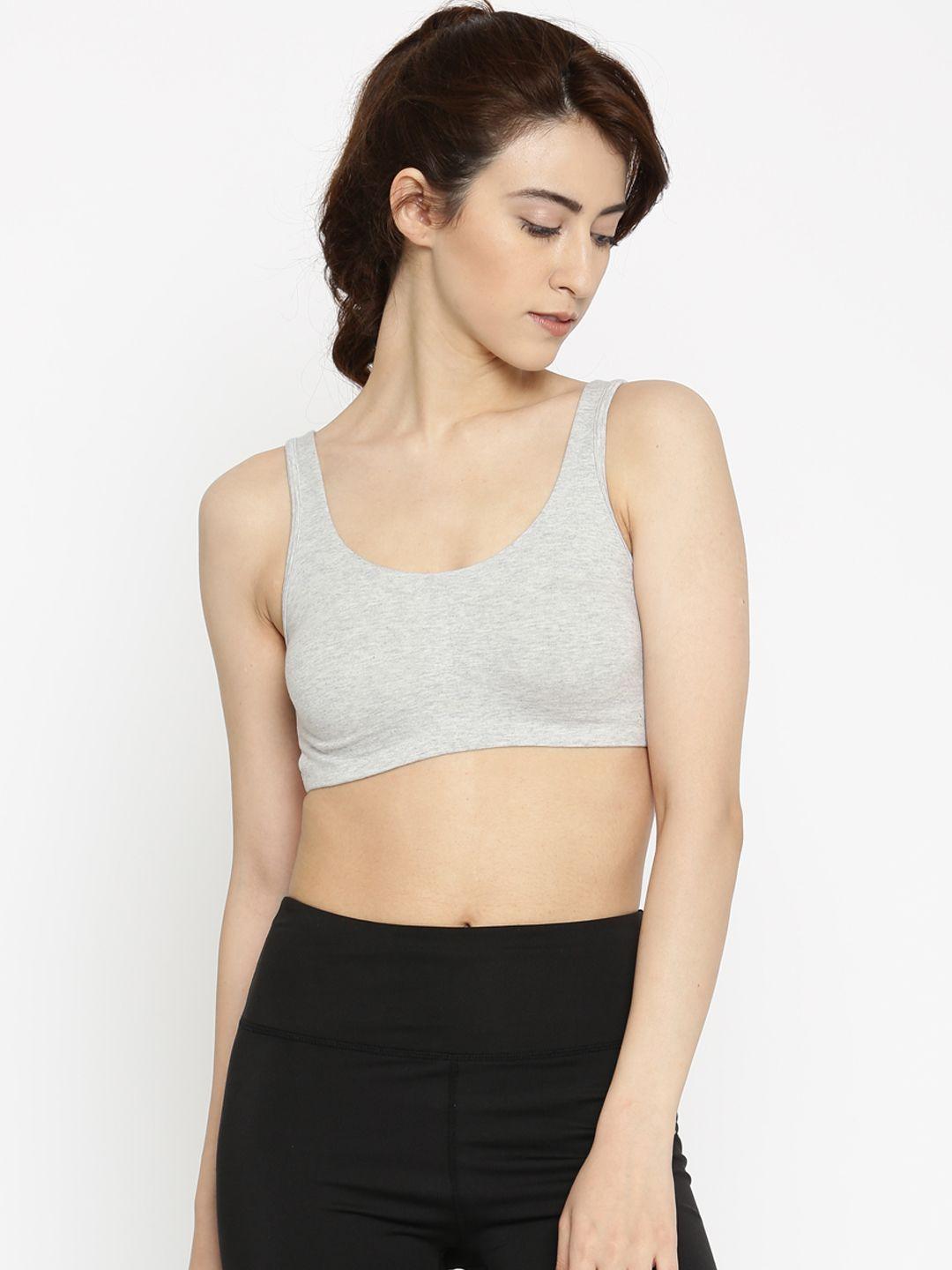 enamor grey non-wired non padded full coverage low impact sports bra sb06