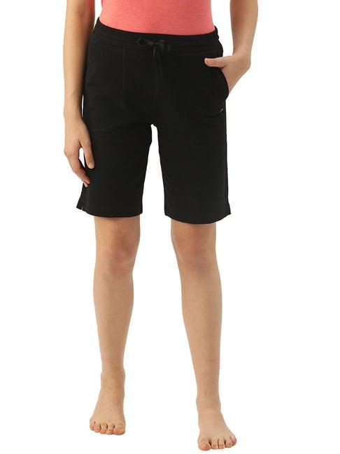 enamor jet black cotton bermuda shorts