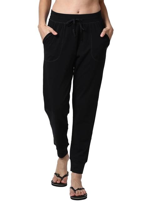 enamor jet black cotton joggers