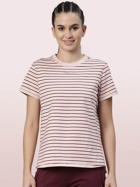 enamor light pink striped crew t-shirt