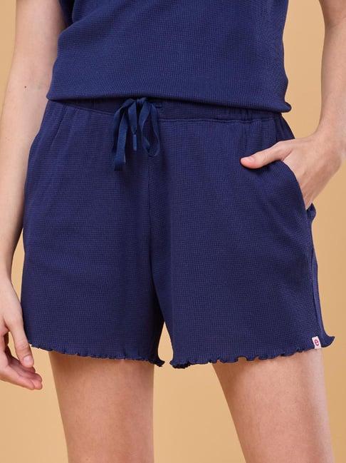 enamor medieval blue plain lounge shorts