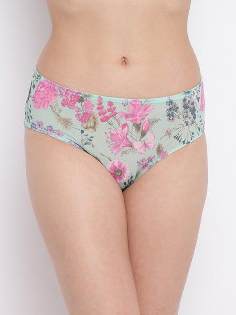 enamor mint floral print hipster panty