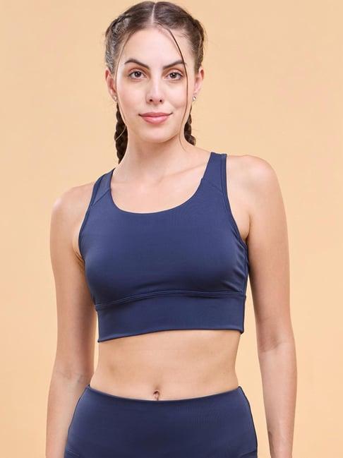 enamor navy plain sports bra