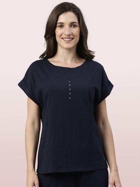 enamor navy printed top