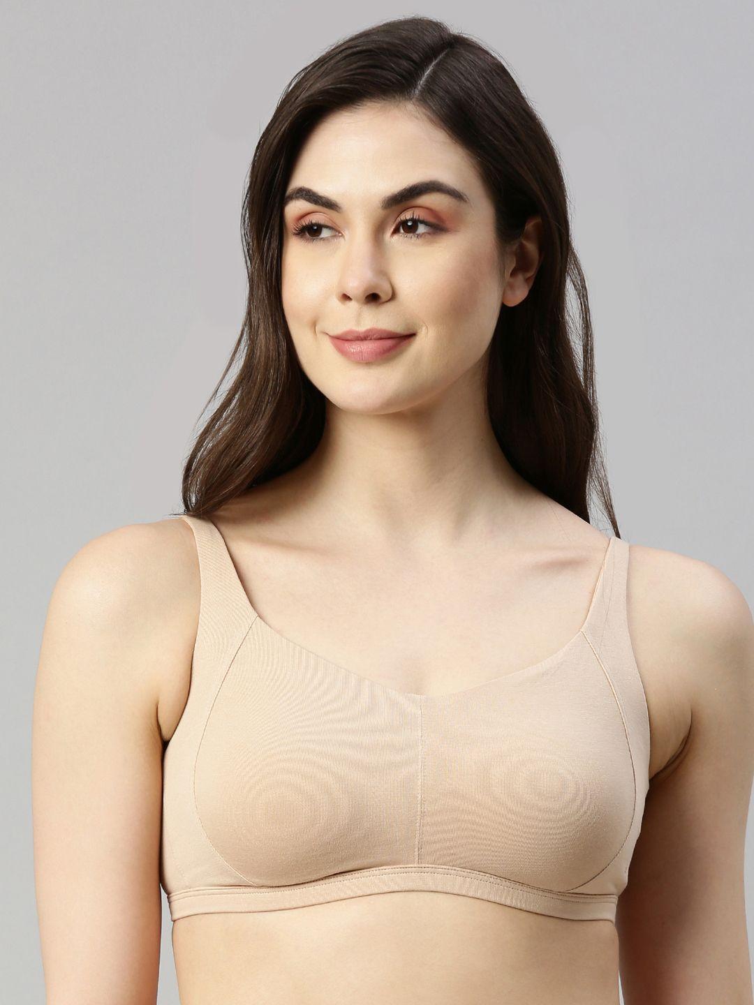 enamor nude-coloured minimizer antimicrobial bra - lightly padded