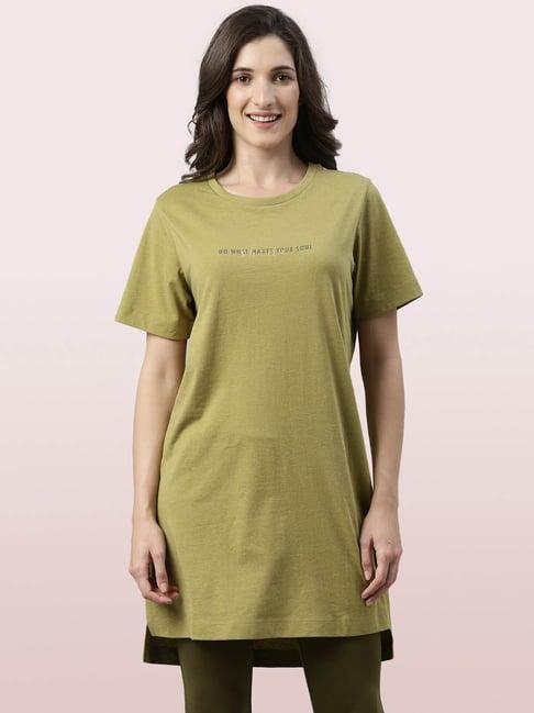 enamor olive printed t-shirt