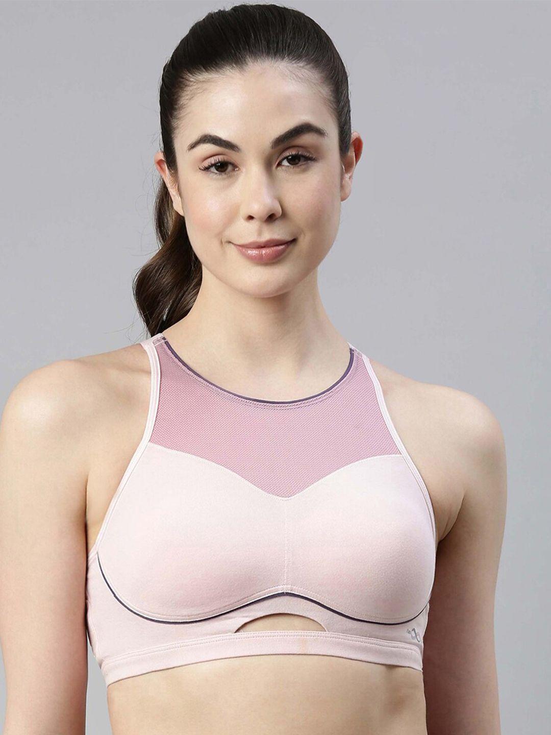 enamor pink & purple colourblocked bra lightly padded sb27-parfait pink