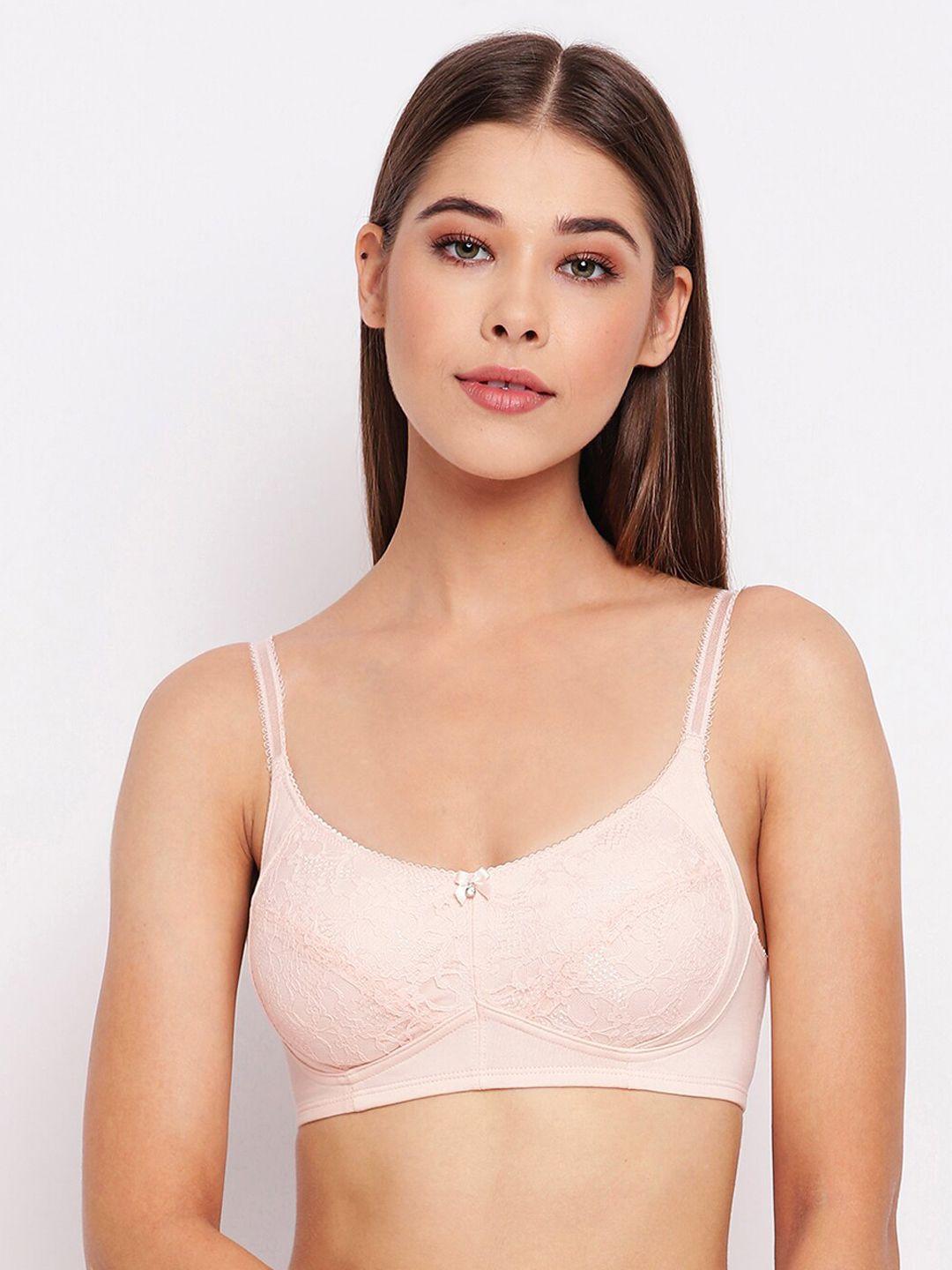 enamor pink lace non-wired non padded everyday bra a052