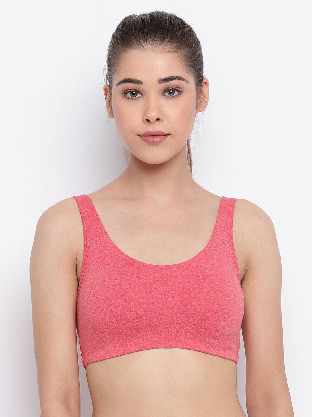 enamor pink non-wired non padded full coverage low impact sports bra sb06