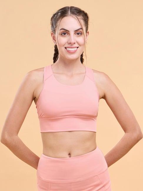 enamor pink plain sports bra