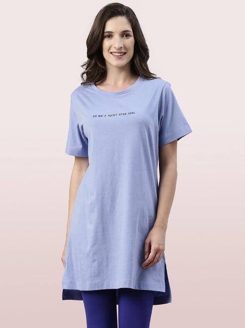 enamor powder blue printed t-shirt