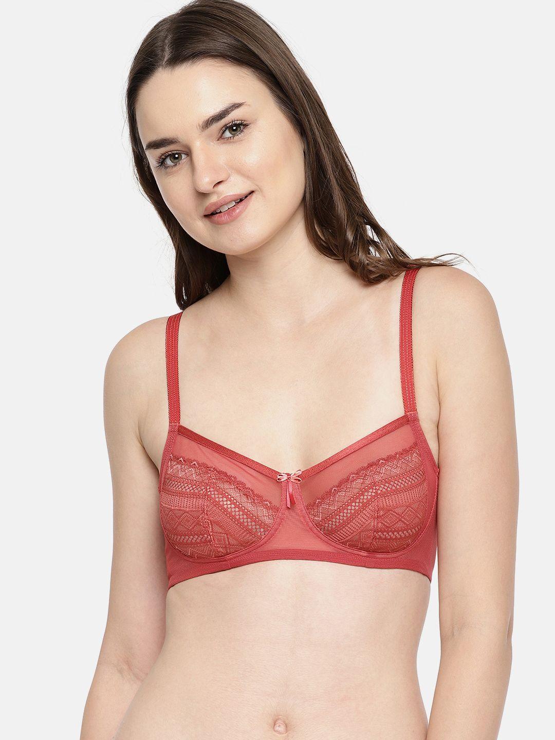 enamor red lightweight lift lace balconette non-padded wirefree high coverage bra f090