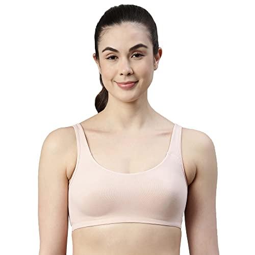 enamor sb06 low impact bra - non-padded, wirefree & high coverage pearl