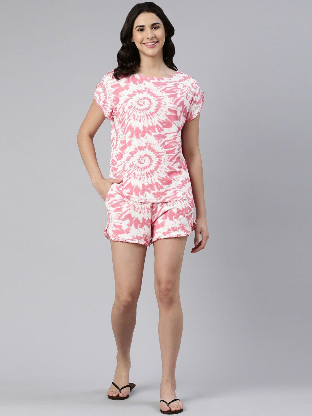 enamor tie & dye printed night suit