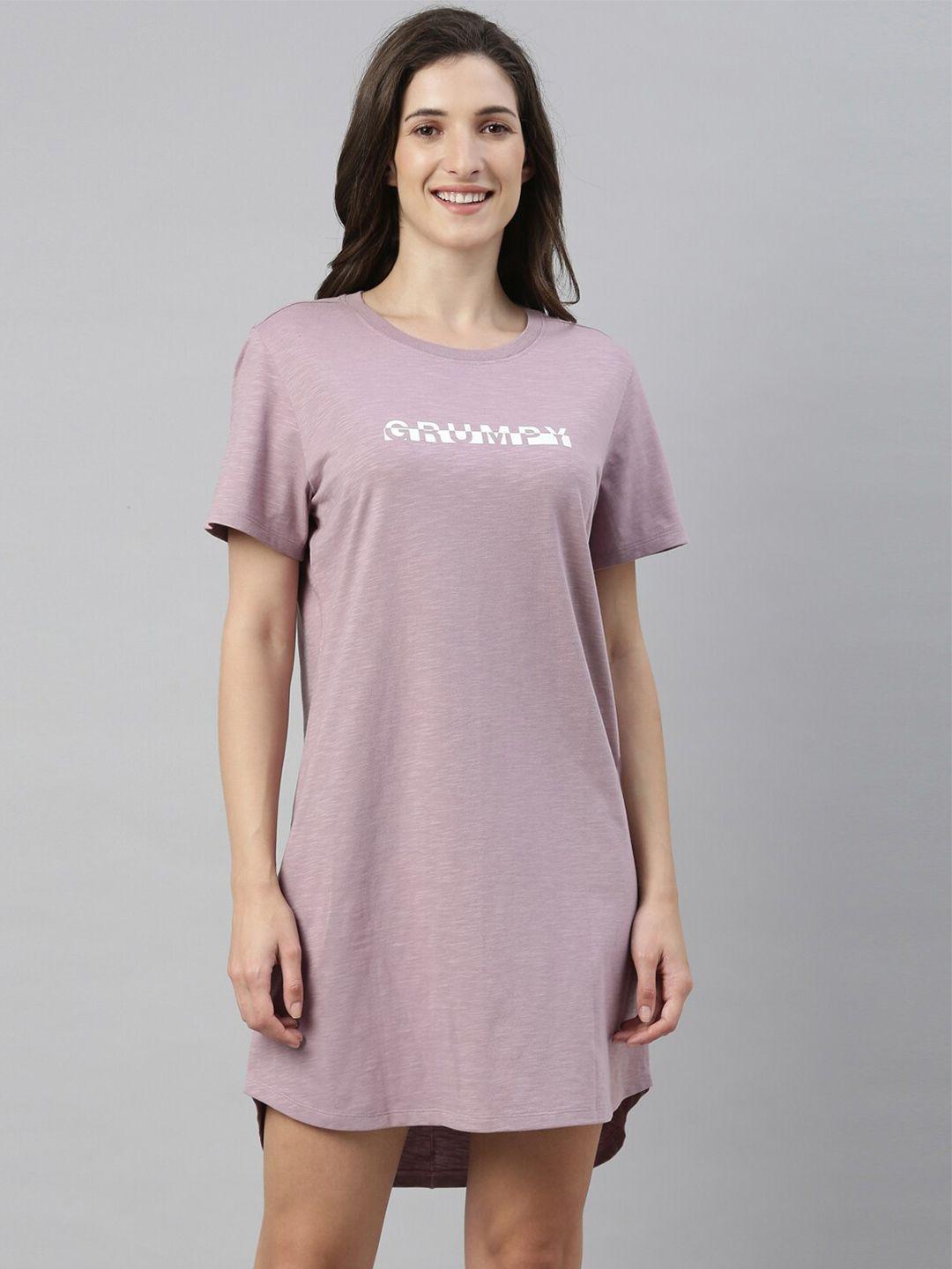 enamor typography printed pure cotton t-shirt nightdress