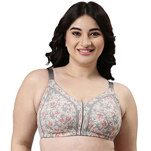 enamor women's nylon blend non padded wire free full coverage smooth contour lift bra with 3-section cups support- f097(f097-midnight peony print-36d)