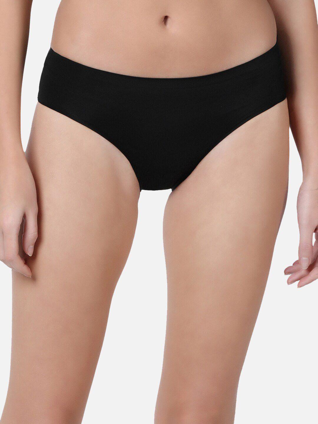 enamor women black low waist basic briefs