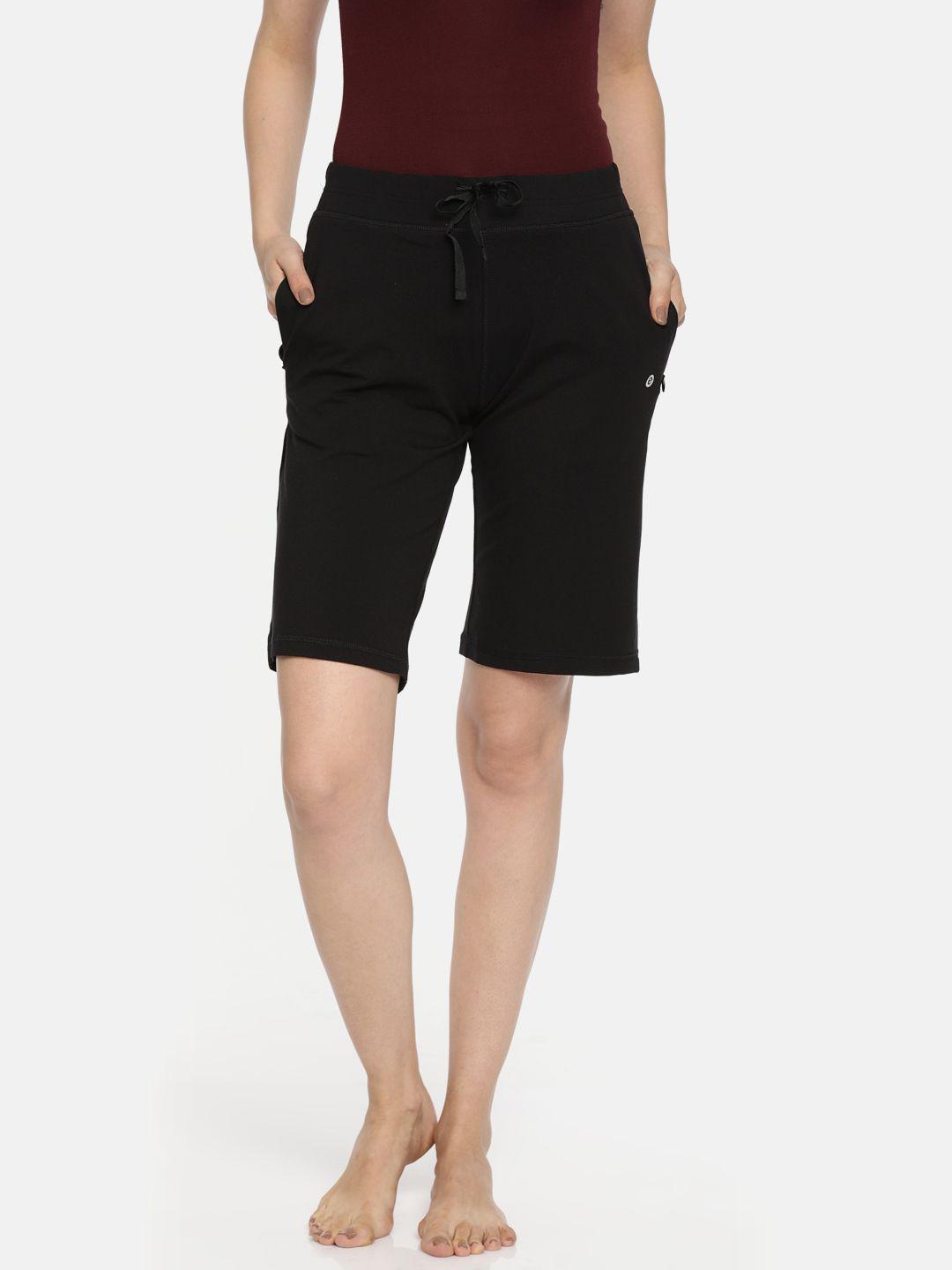 enamor women black relaxed fit lounge city shorts
