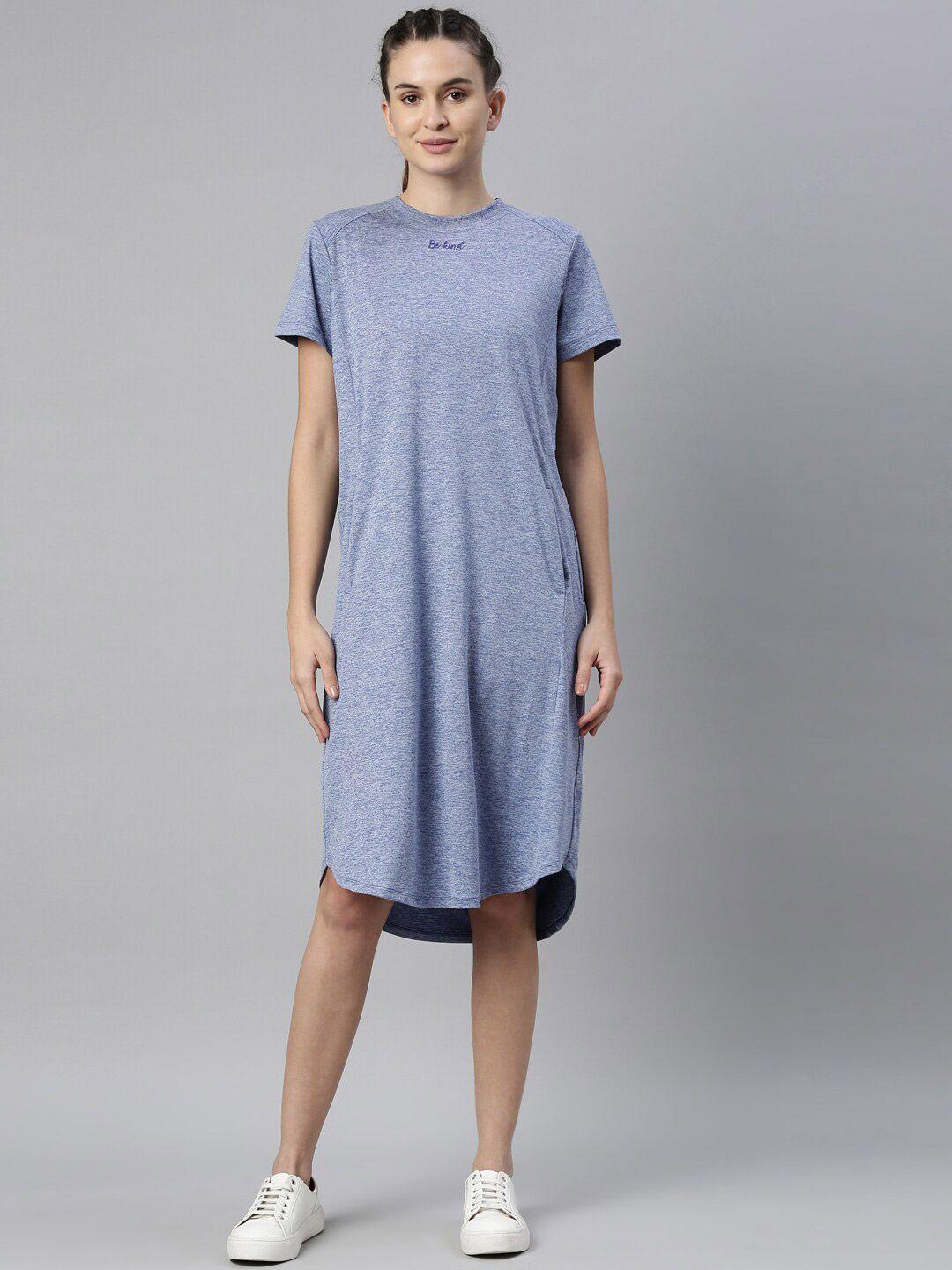 enamor women blue dry fit antimicrobial t-shirt dress
