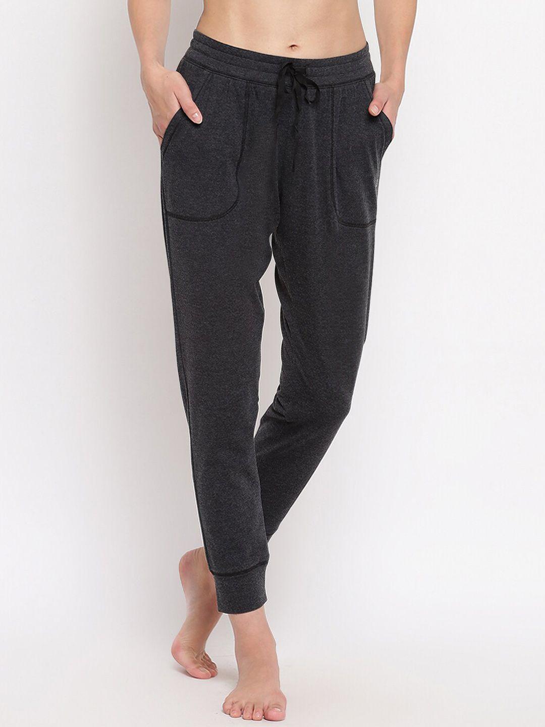 enamor women charcoal relaxed fit lounge joggers