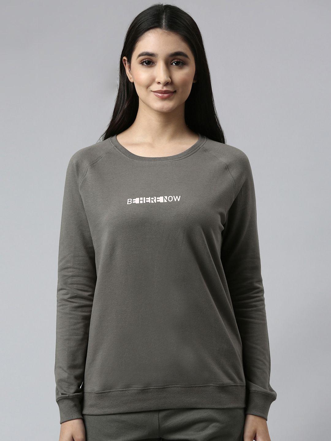 enamor women crew neck long sleeves stretch cotton basic sweatshirt e079