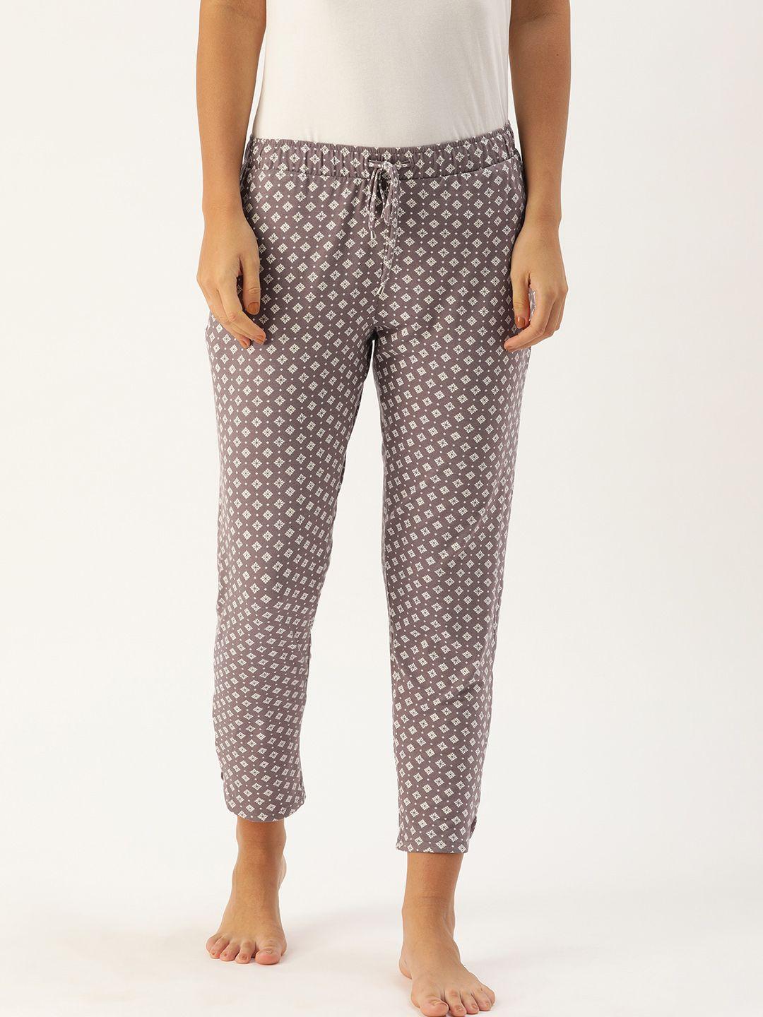 enamor women grey white relaxed fit shop in pyjama lounge pants