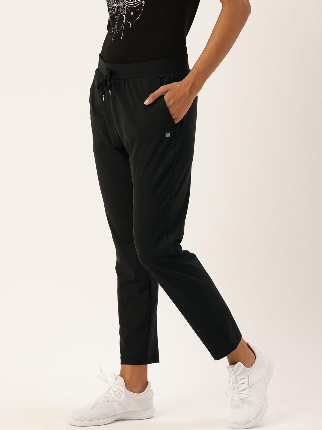 enamor women jet black relaxed fit rapid dry & antimicrobial travel smart active pants