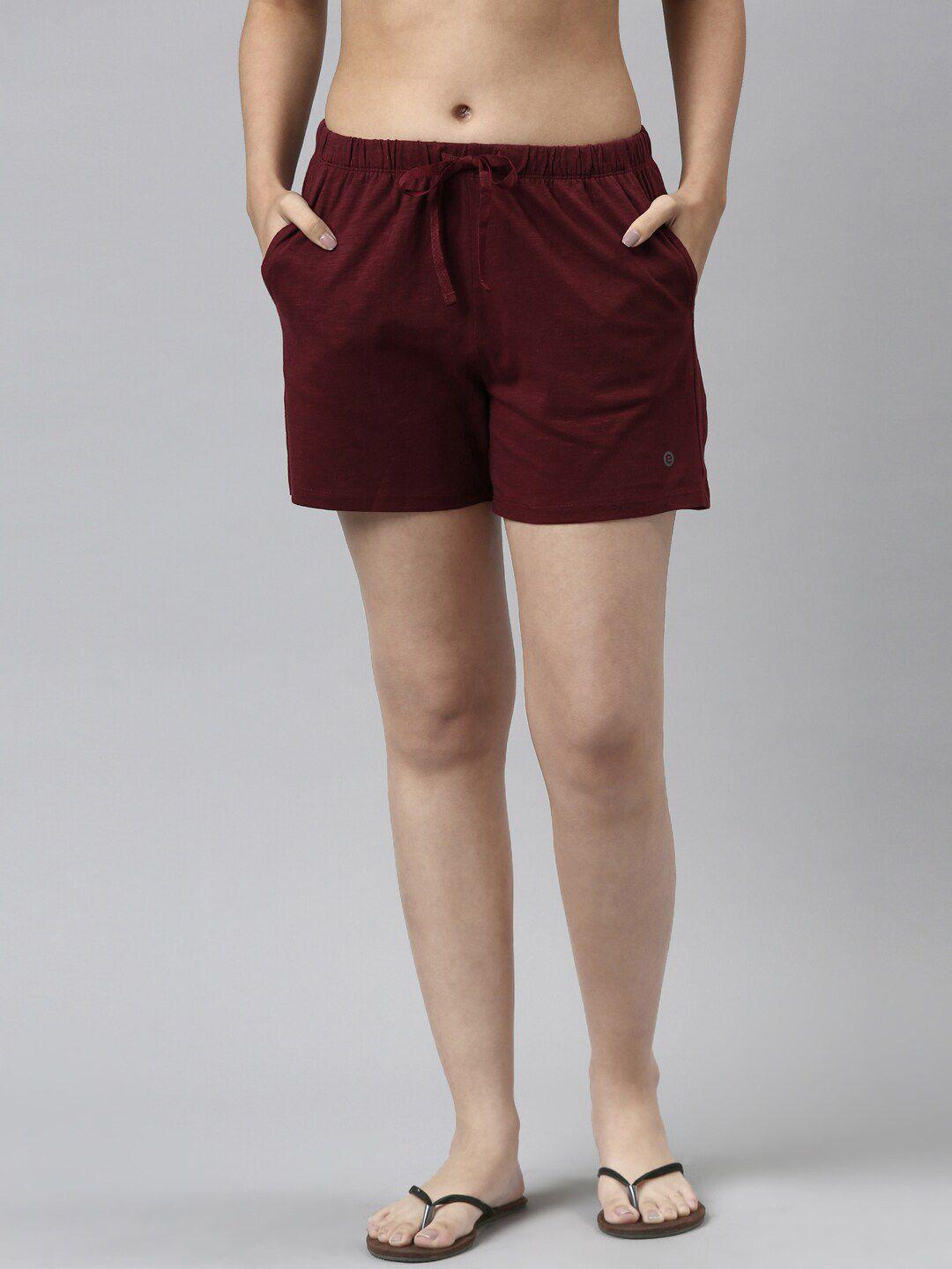 enamor women maroon lounge shorts