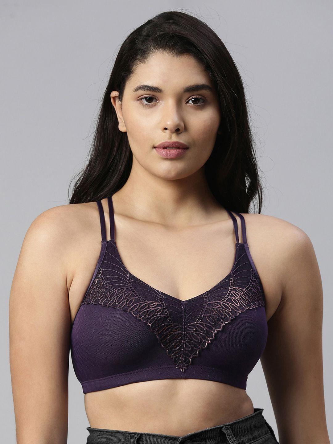 enamor women navy blue bra