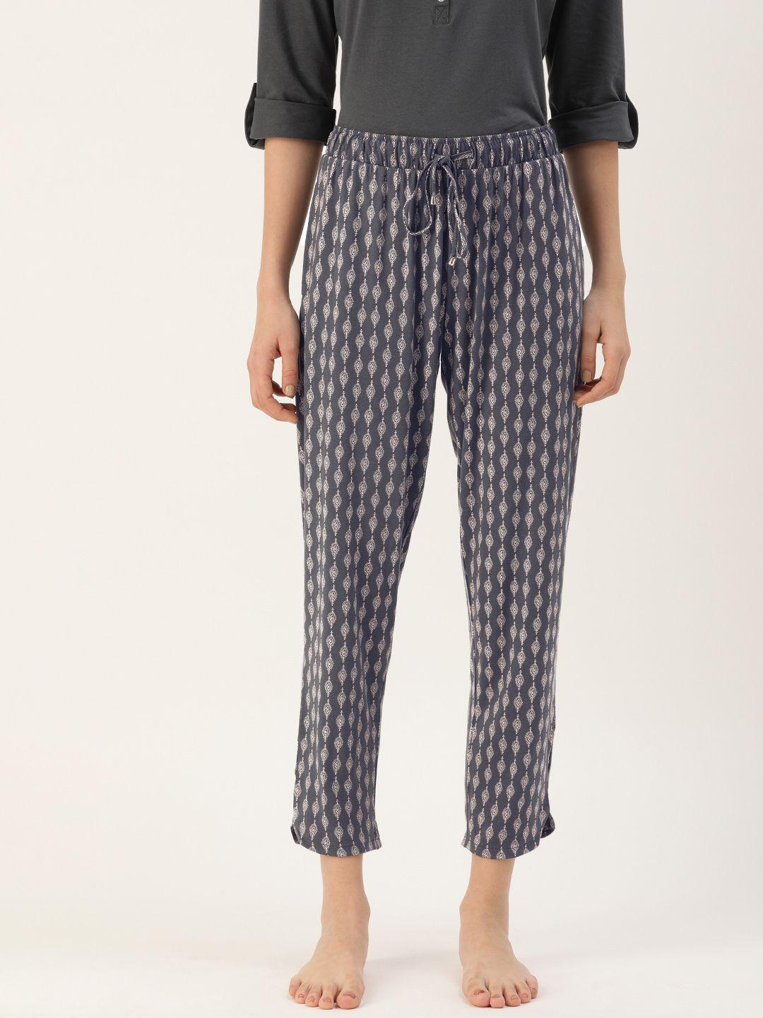 enamor women navy off-white relaxed fit shop in pyjama lounge pants
