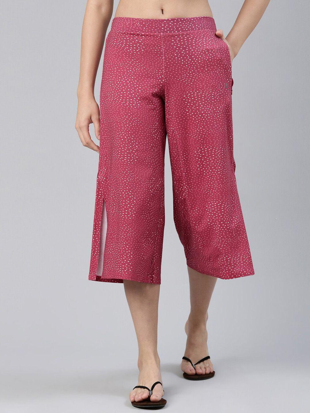 enamor women printed three-fourth culottes lounge pants