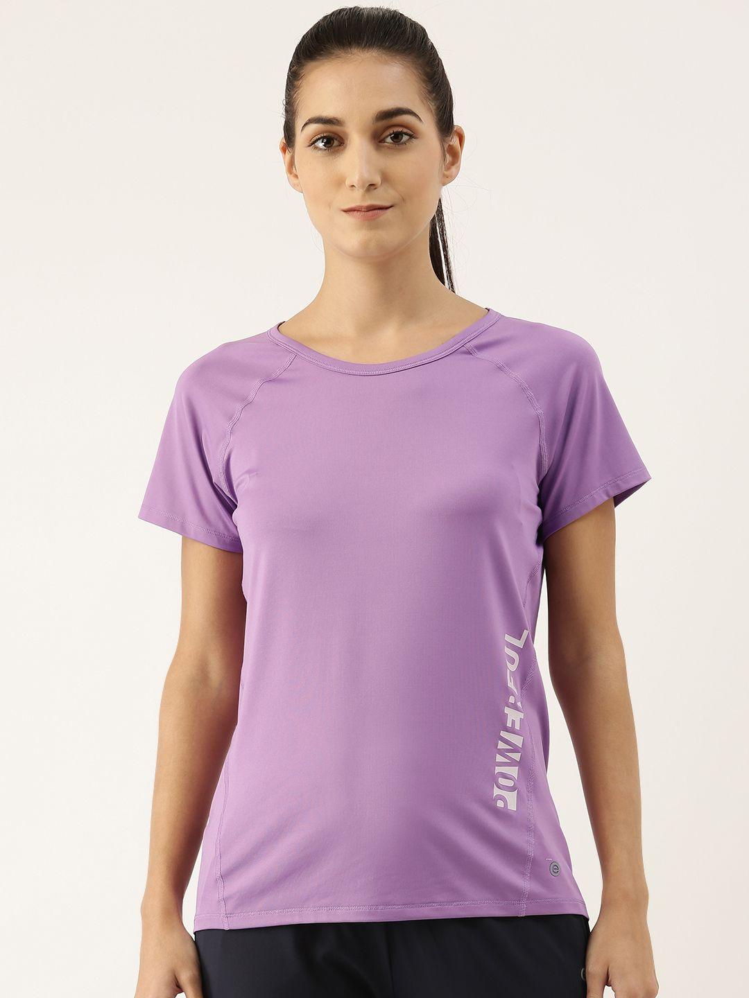 enamor women purple printed antimicrobial outdoor t-shirt