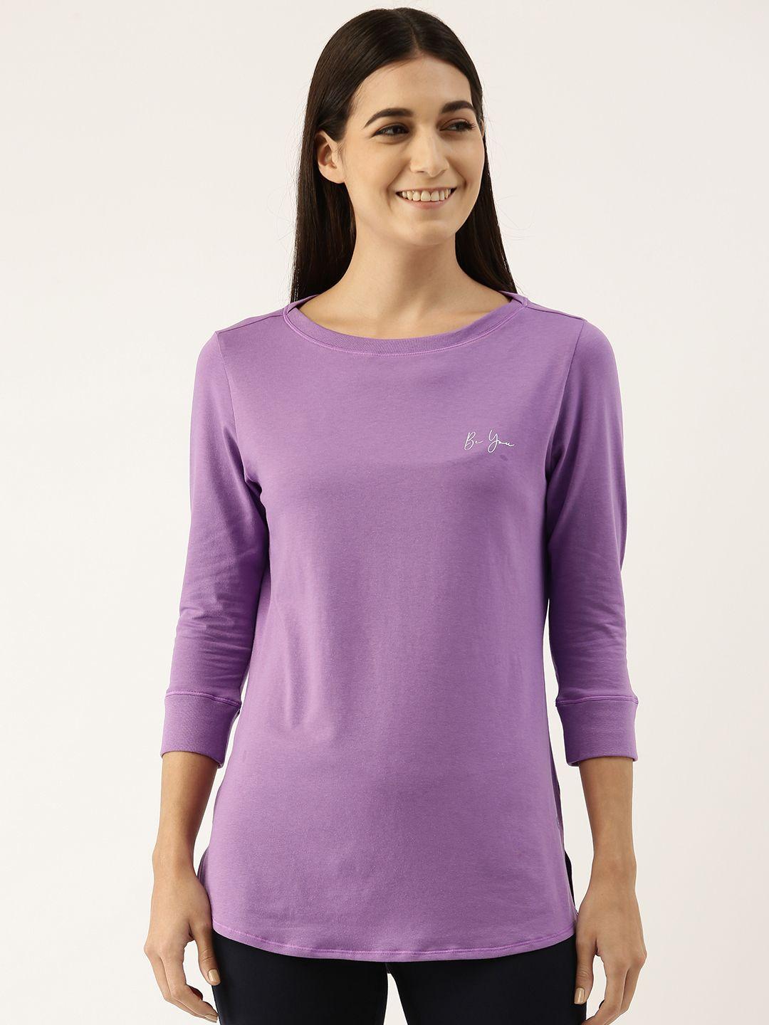 enamor women purple slim fit outdoor t-shirt