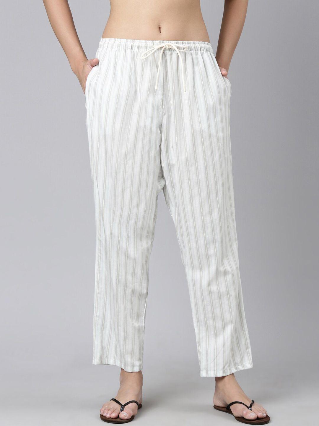 enamor women striped cotton lounge pants