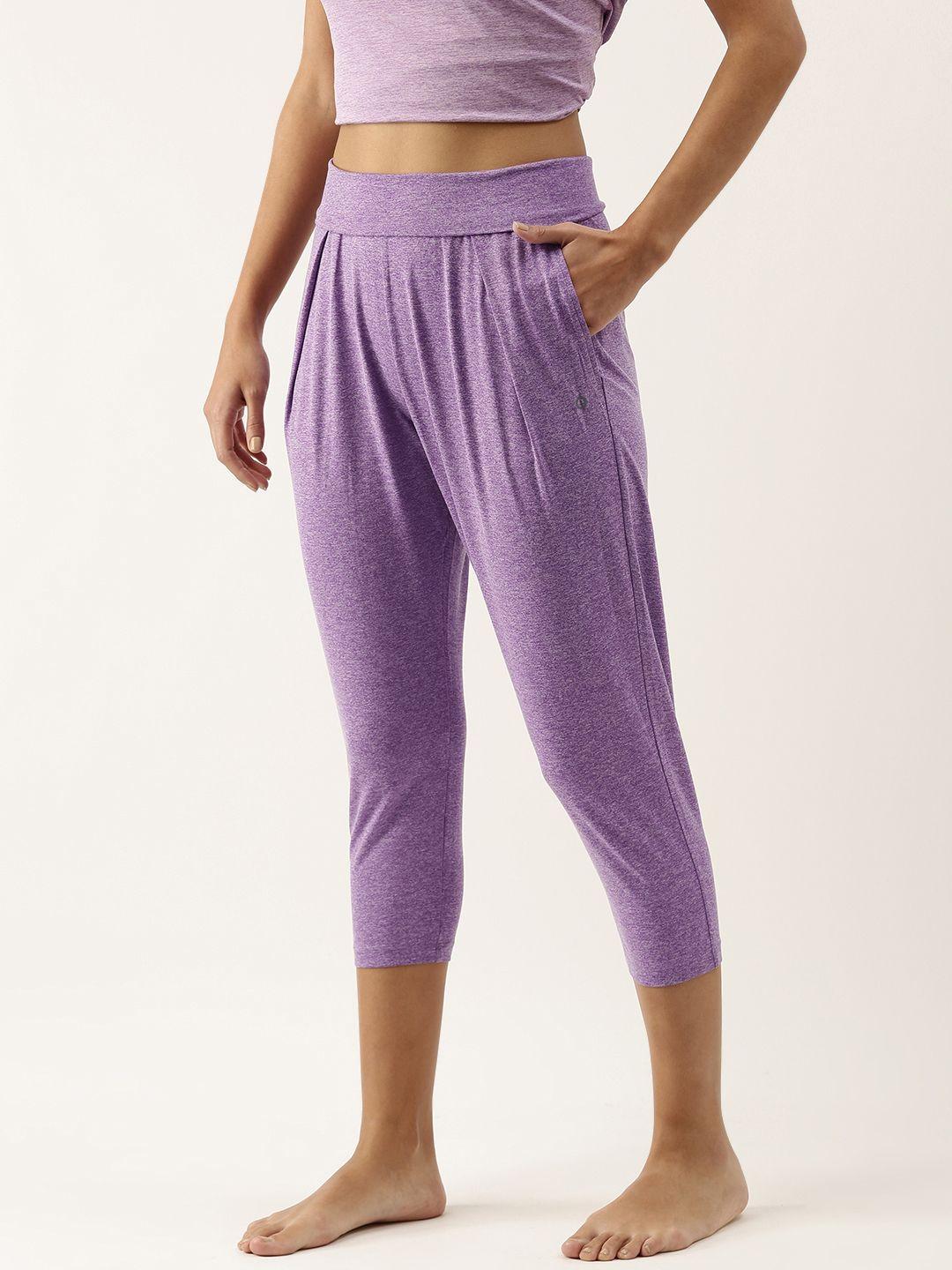 enamor womens purple athleisure yoga pants