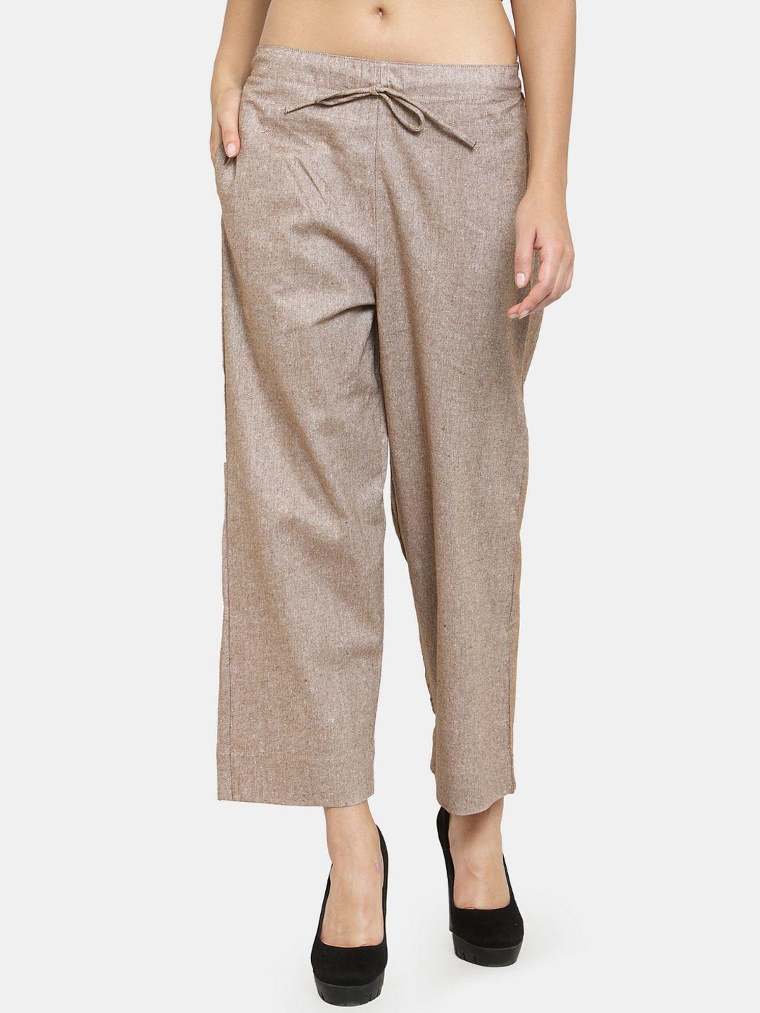 enchanted drapes women brown pure cotton trousers