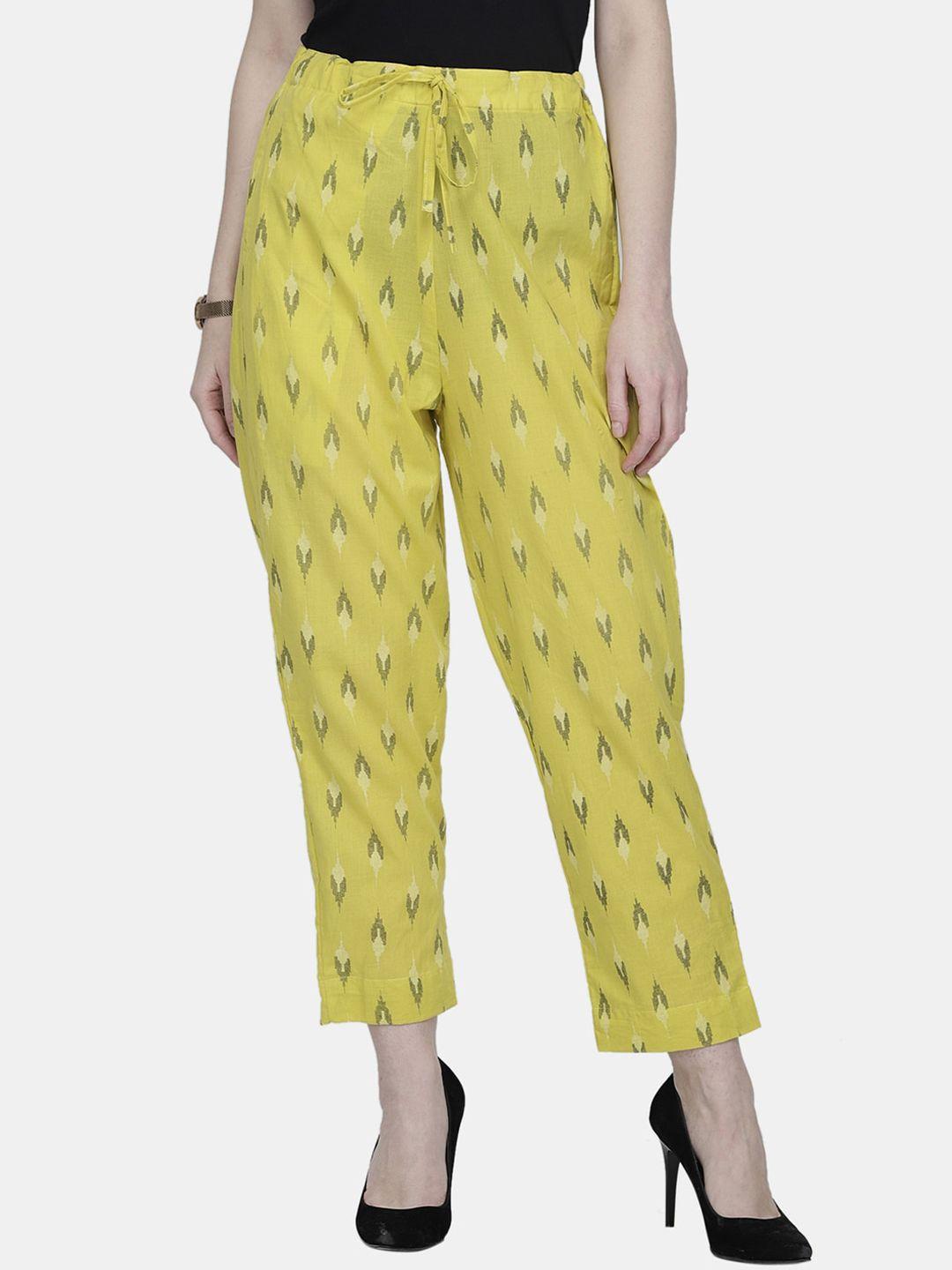 enchanted drapes women yellow printed trousers