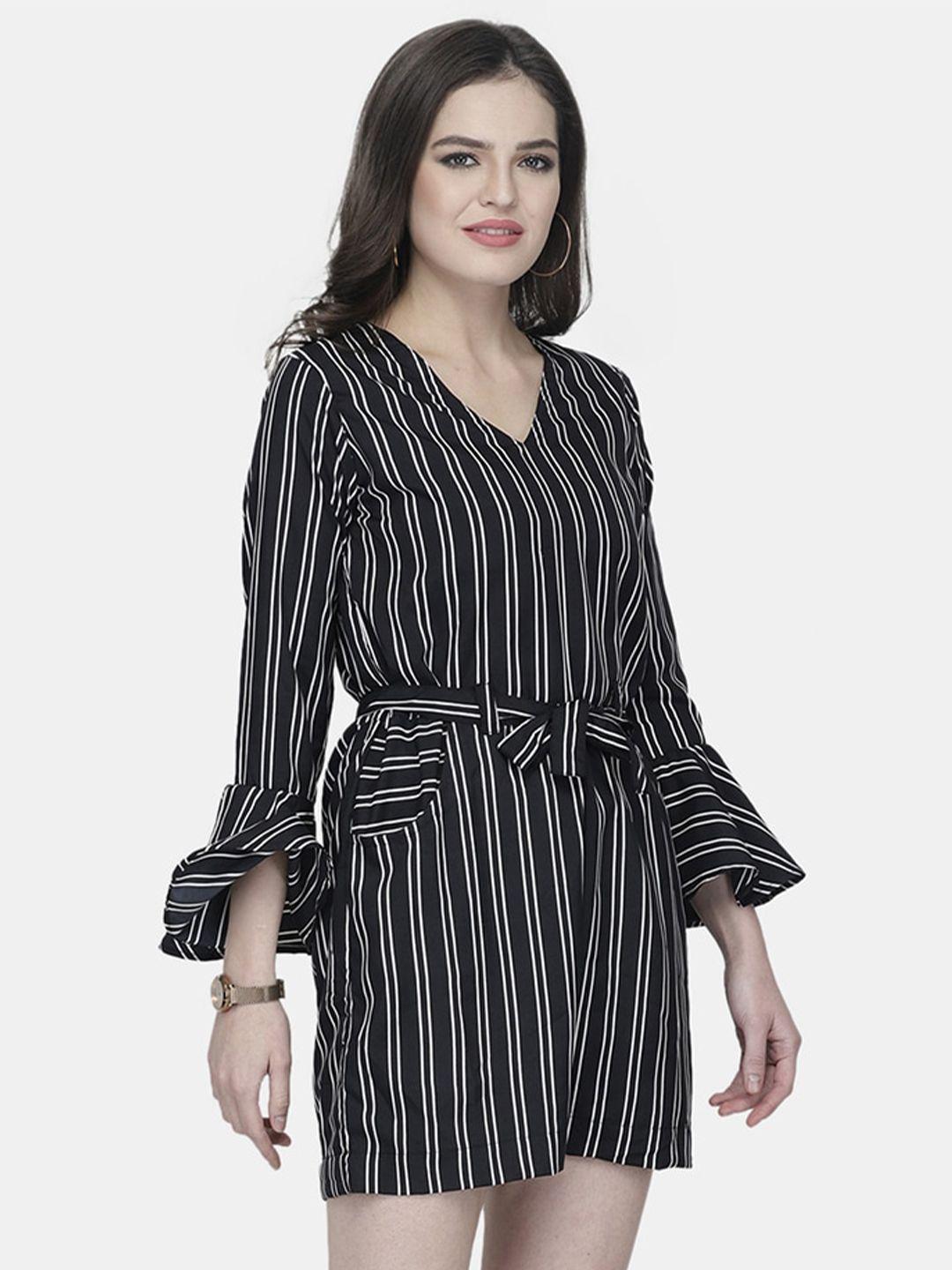 enchanted drapes black & white striped jumpsuit