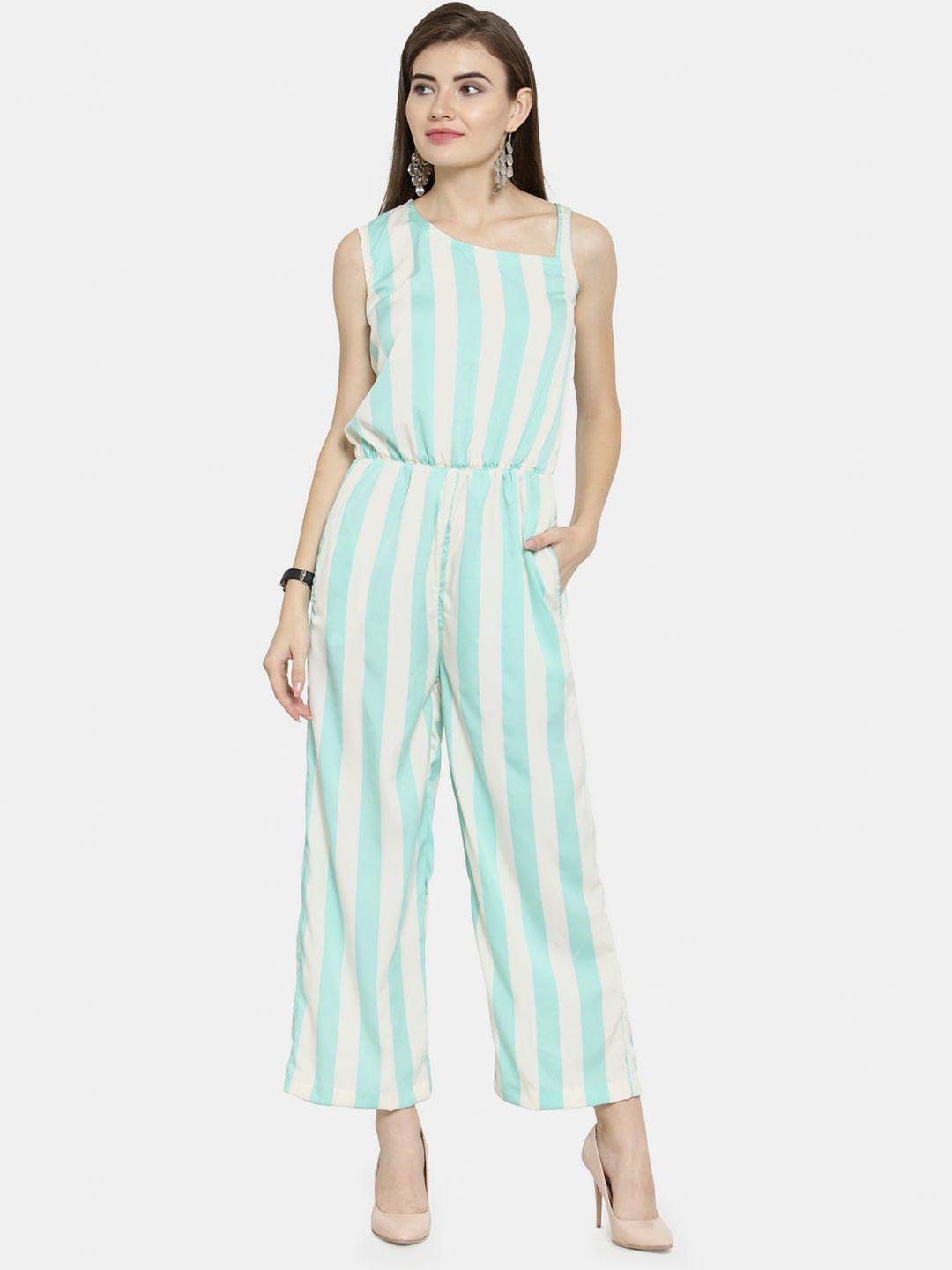 enchanted drapes blue & white striped basic jumpsuit
