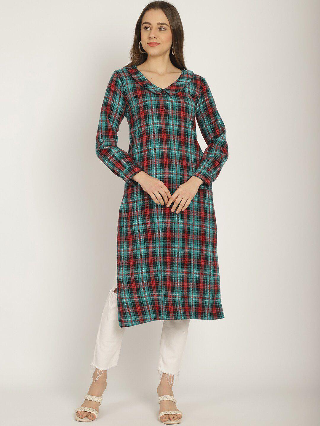 enchanted drapes checked straight kurta