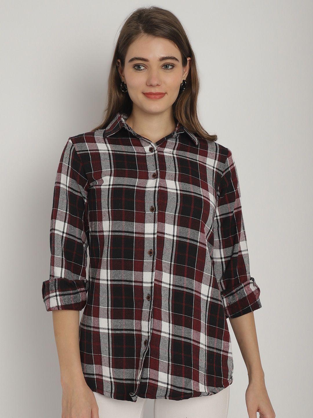 enchanted drapes classic tartan checked casual woollen shirt