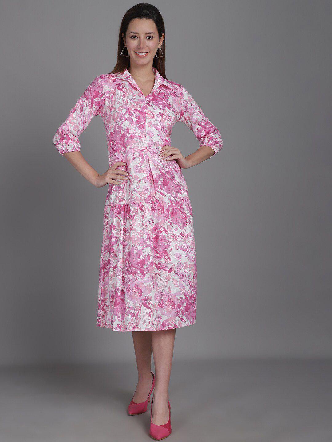 enchanted drapes cotton floral print a-line midi dress