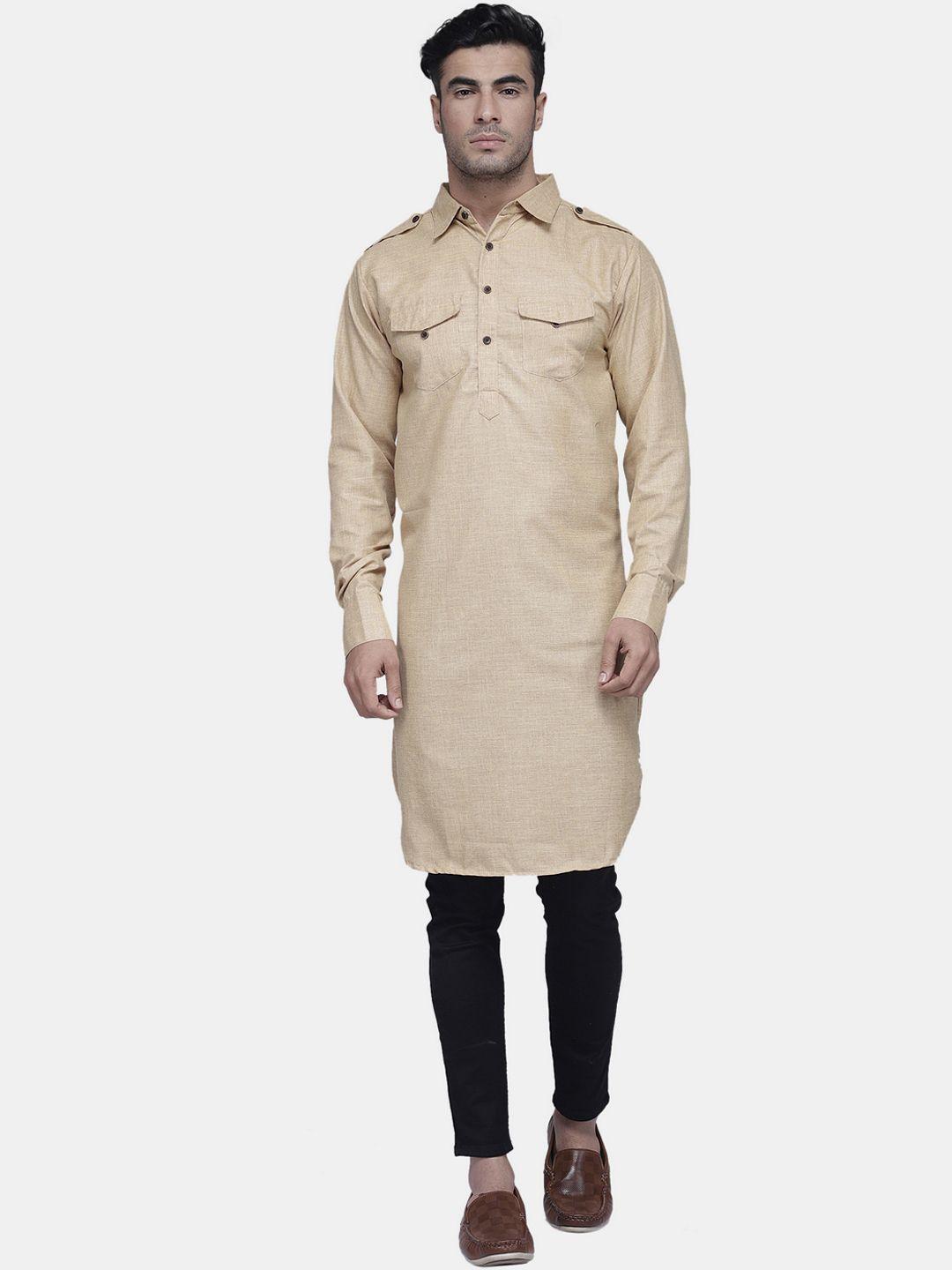 enchanted drapes men brown pure cotton pathani kurta