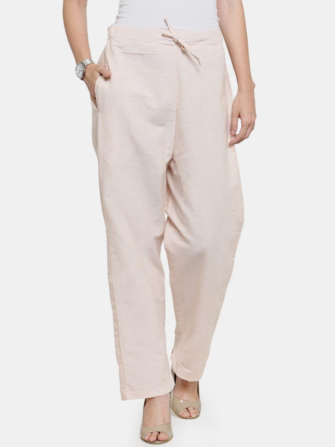 enchanted drapes woman beige cotton trousers